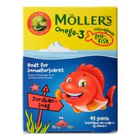 Möllers Omega-3 Geléfiskar Jordgubb - 45 st