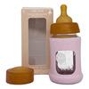 Hevea Glas Nappflaska Wide Neck med Sleeve 150 ml, Powder Pink - 1 st