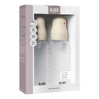 BIBS Baby Bottle Round Silicone 270 ml Medium Flow - Ivory - 2 st