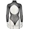 NORTIE Oda Leopard Bodystocking, öppen - Svart