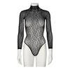 NORTIE Oda Leopard Bodystocking, öppen - Svart