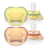 Philips Avent Napp Ultra Air 0-6 mån. - gul, orange - 2 st